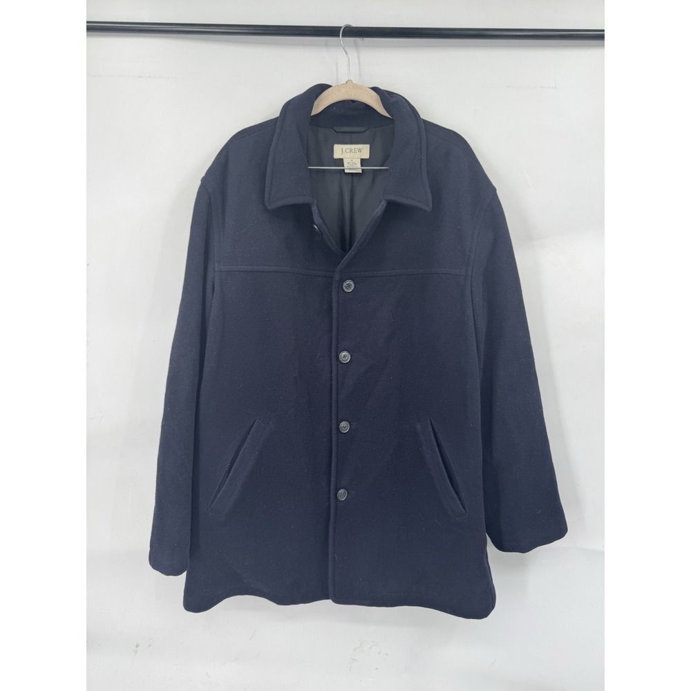 J. Crew Wool Blend Peacoat Women Large Navy Blue Button Up Winter Nautical